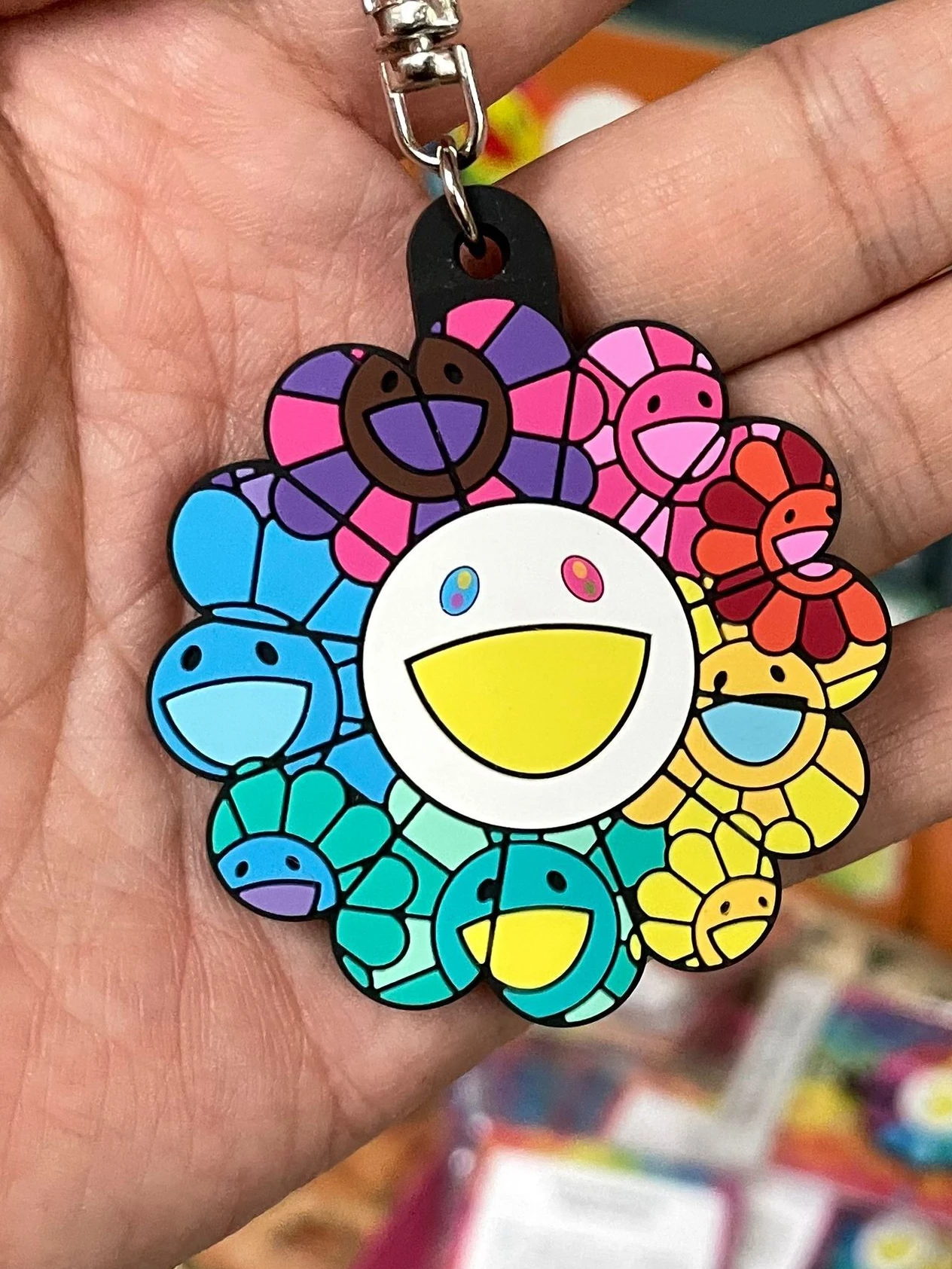 سلسلة مفاتيح على شكل عباد الشمس من تاكاشي، هدية إبداعية، قلادة دراجة نارية صغيرة، حامل مفاتيح من الفولاذ المقاوم للصدأ بأسلوب...