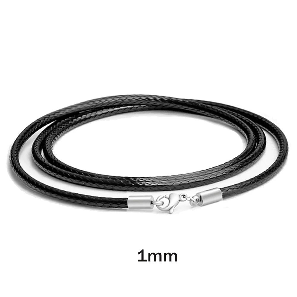 1/1,5/2/3 mm wasserdichte geflochtene Lederkette Schnur Seil Halskette mit Edelstahlverschluss für DIY Anhänger Schmuckherstellung Männer
