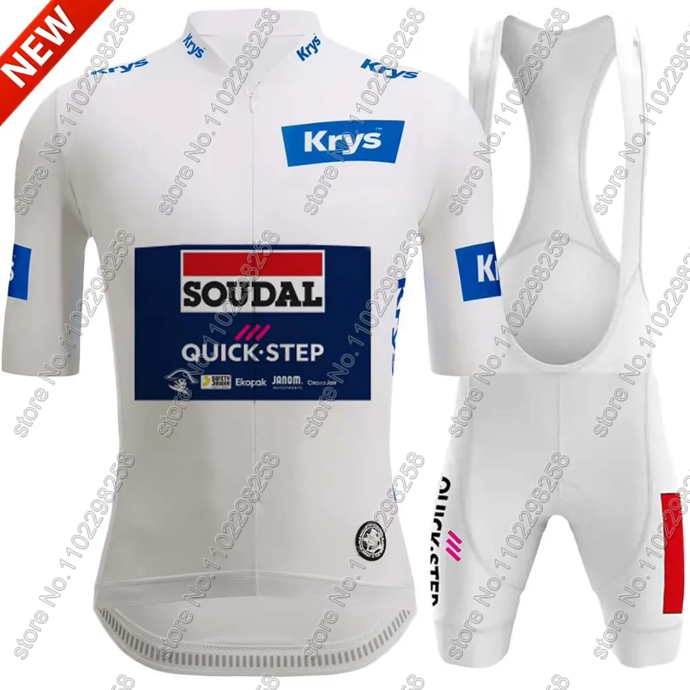 Maillot Soudal Quick Step 2024 Cycling Jersey Set Mens White Short Sleeve Clothing Road Bike Shirt Suit Bicycle Bib Shorts Pants