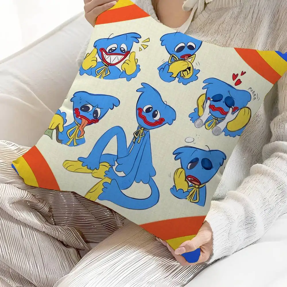 P-POPPYS PLAYTIME H-Huggy-Wuggyes Pillow Covers Sofa Decorative Home Double-sided Printing Short Plush Cute Cushion Cover