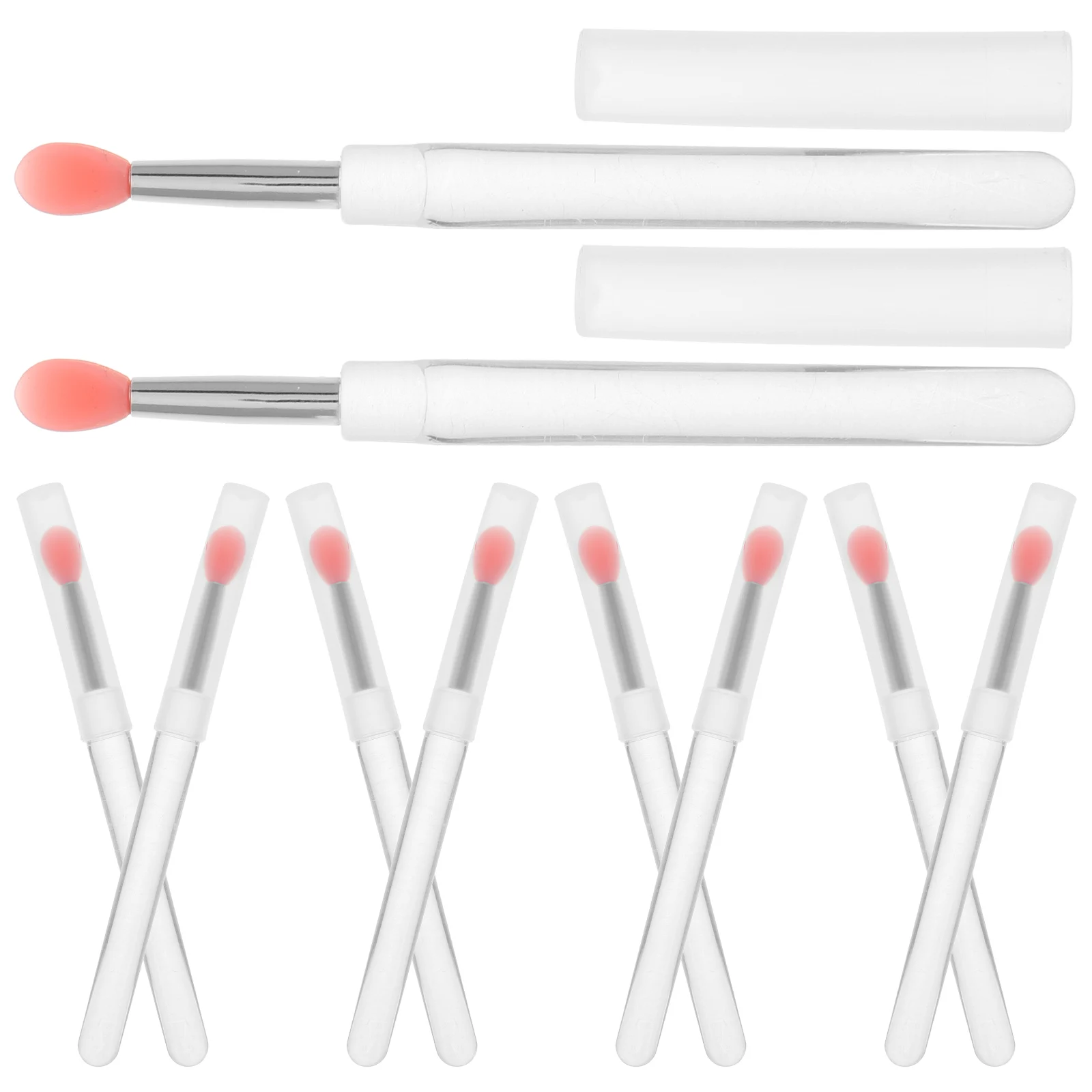 10 stuks lippenborstel siliconen mini-applicator voor lippenstift lipgloss balsem draagbaar met dop zachte tip precisie blending reismake-up