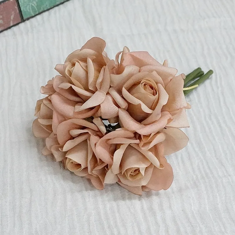 Moisturizing 5Head Rose Flower Bouquet Latex Real Touch Artificial Flowers Wedding Bridal Bouquet Birthday Party Home Decor Rose
