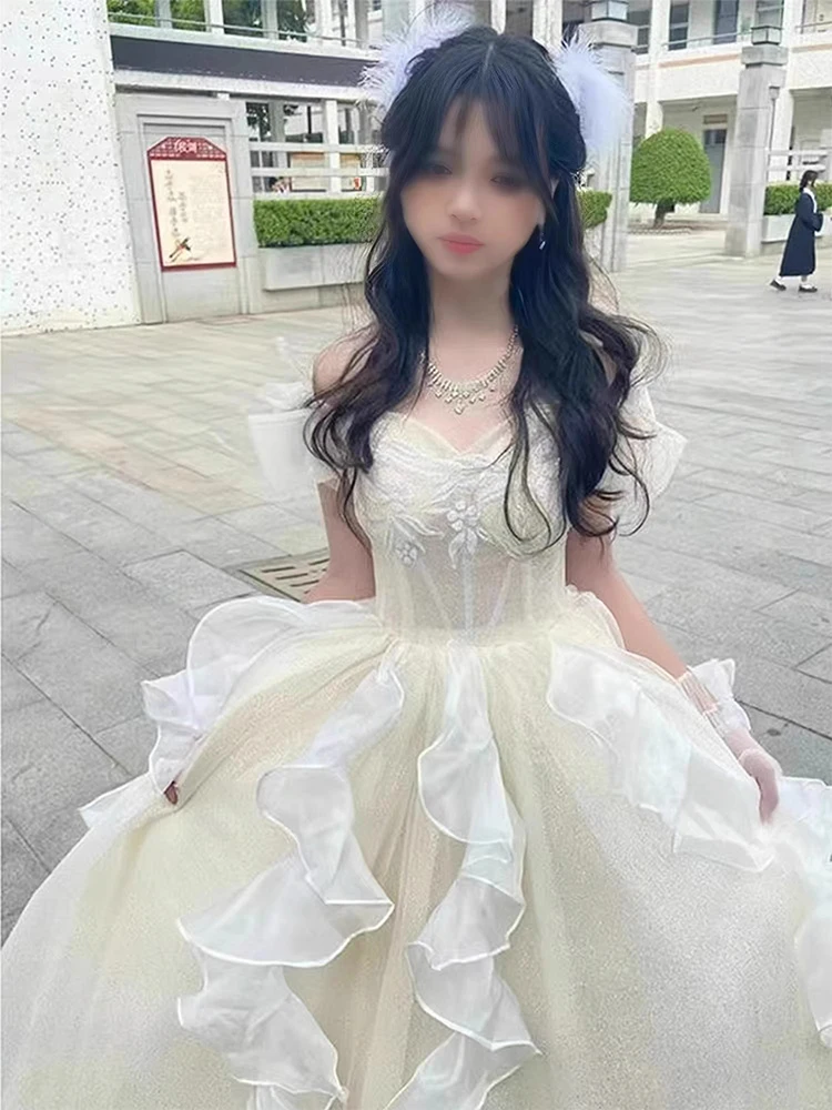 Vestido de Noite Cor Champanhe F Novo 2025 Alto Padrão E Bonito Aniversário Banquete Adulto Cerimônia Exame de ...