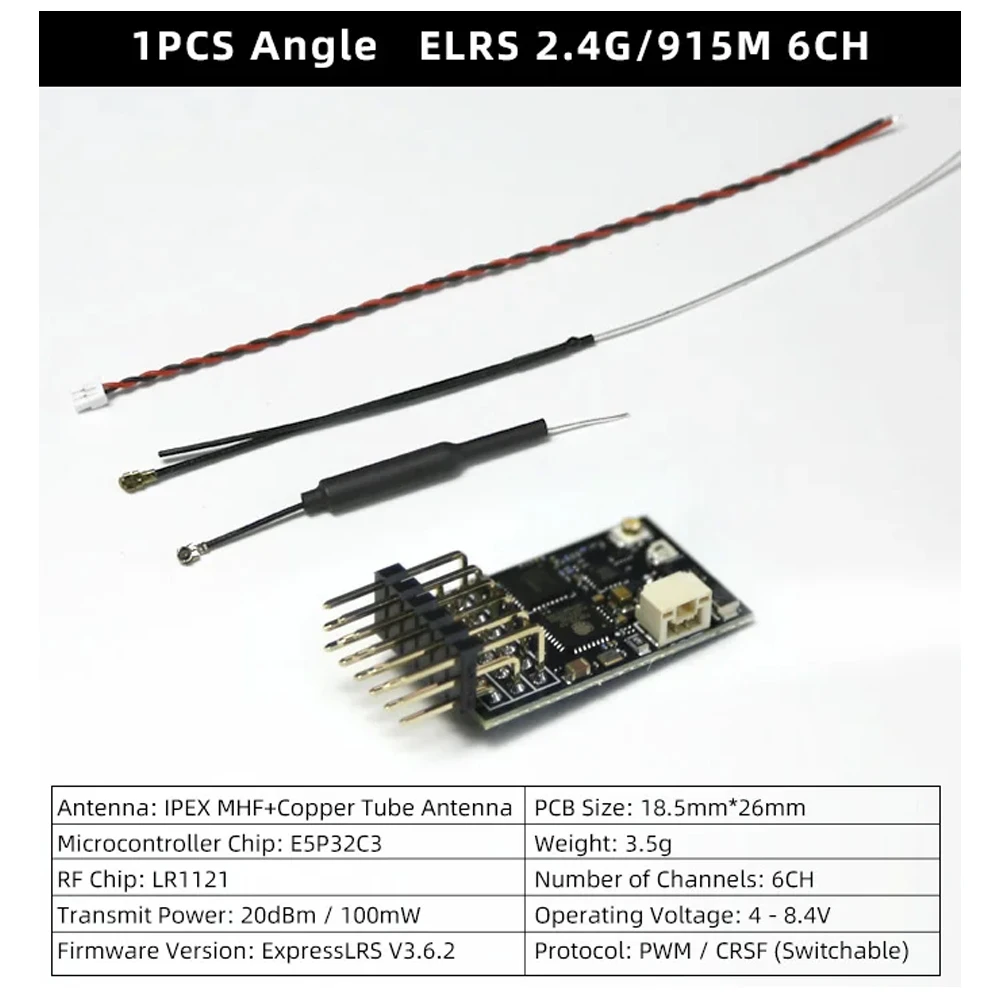 CYCLONE ELRS 2.4G/915M Dual Band Ontvanger 100mW 6CH PWM/CRSF RX voor RC FPV Drone, vaste vleugel, auto, boot, quadcopter