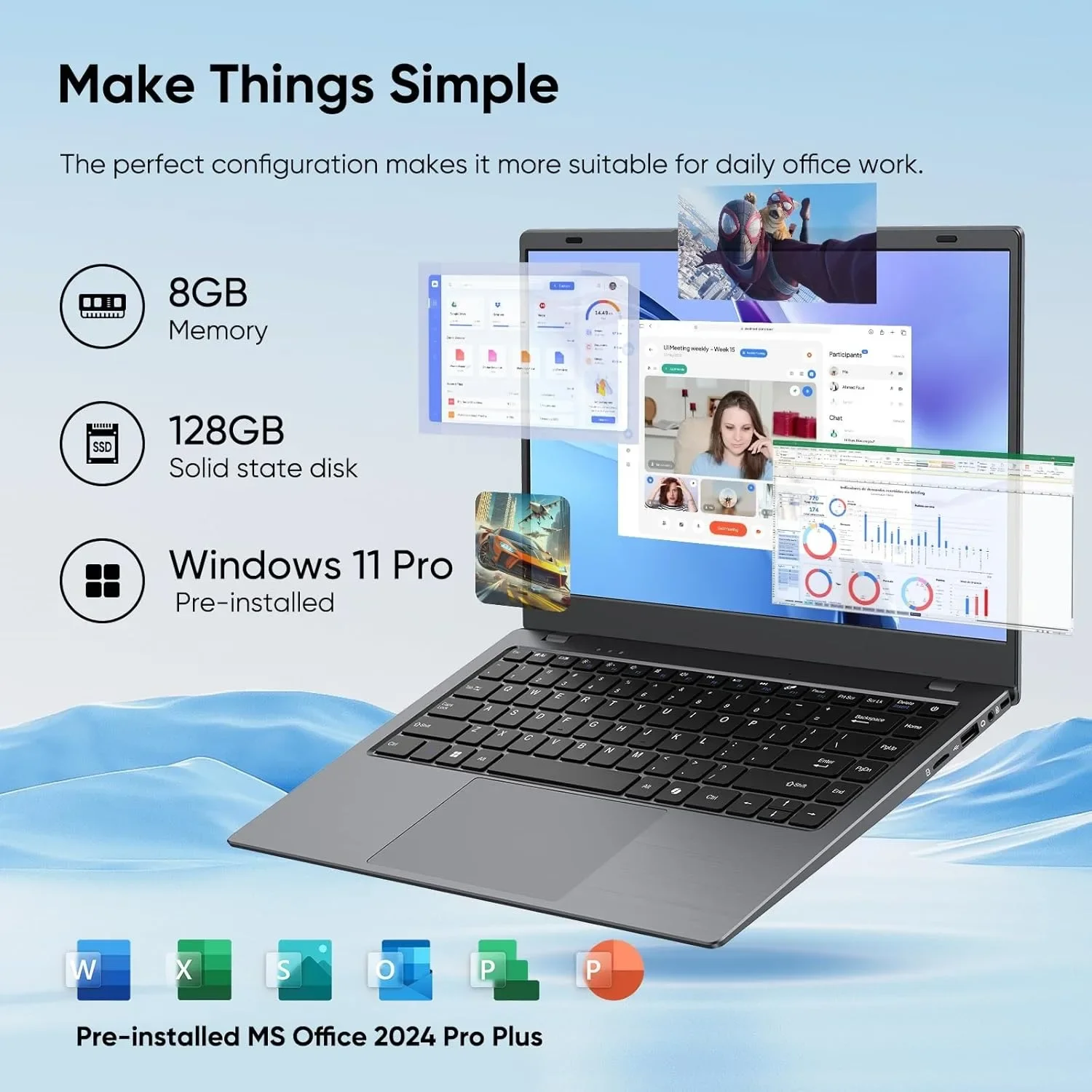 كمبيوتر محمول Windows 11 Pro مقاس 14.1 بوصة وذاكرة وصول عشوائي 32 جيجابايت وذاكرة وصول عشوائي 1024 جيجابايت SSD وHDMI وواي فاي ثنائي النطاق، كمبيوتر خفيف ورقيق للعمل، طالب المدرسة #3