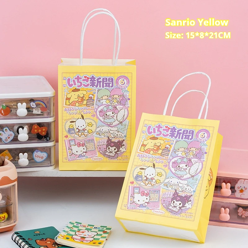 Novos modelos sanrio kuromi sacos de papel mymelody pachacco saco de presente de doces portátil criativo padrão dos desenhos animados festa de aniversário decoração presente