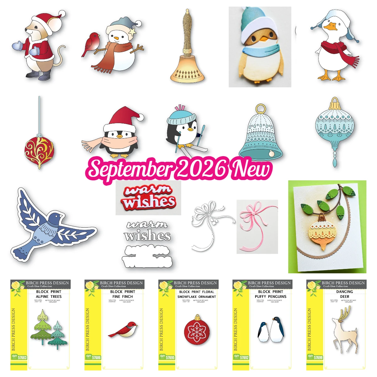 Penguin Fine Finch Deer Bird Gilded Scroll Ornament Mouse Snowman Christmas Metal-Dies for DIY Handmade Scrapbook September 2026