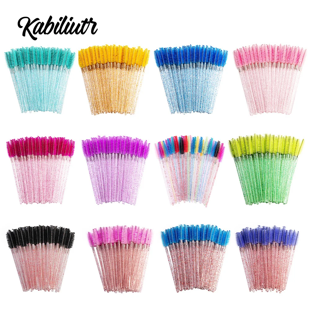 50Pcs Reusable Eyelash Brushes Eyelashes Extension Tools Eyebrow Brush Mascara Wands Applicator Spoolers Eye Lash Cosmetic