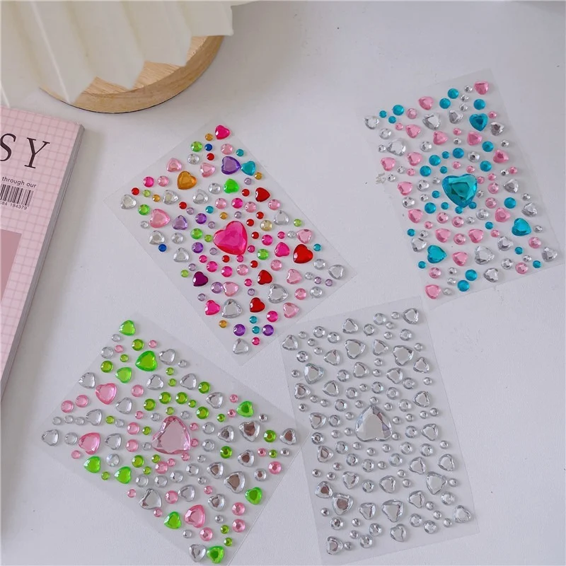 Naklejki 3D Gem błyszcząca diamentowa naklejka akrylowa naklejka z kryształkami DIY trójwymiarowa dekoracja Rhinestone dla dzieci