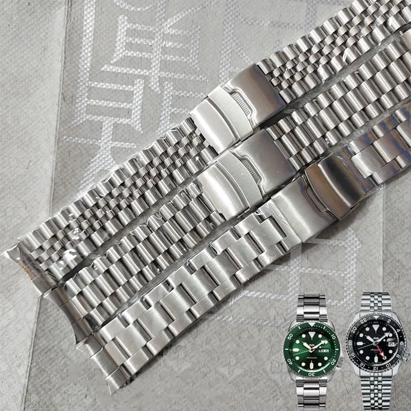 Traditional Watch Bracelet For Casio Band Curved End For Seiko Skx007/Skx009 SRPD63K1 Stainless Steel Watchband 20mm 22mm Strap