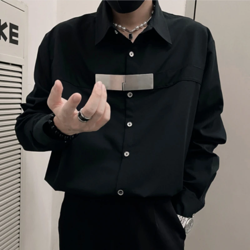 

Мужская рубашка свободного кроя с длинным рукавом для строителей, весна-осень 2026, нишевая, дерзкая, трендовая, для парикмахеров