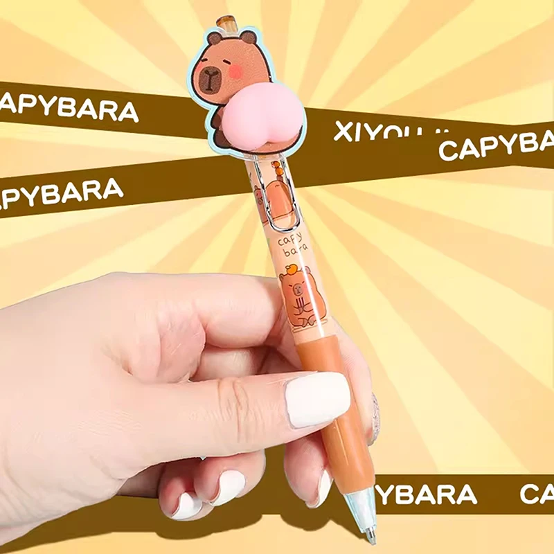 Cartoon Capybara Butt Pressing Neutral Pen Funny Writing Pens Quick-Drying Writing Smooth Kawaii Pens Aesthetic Stationery