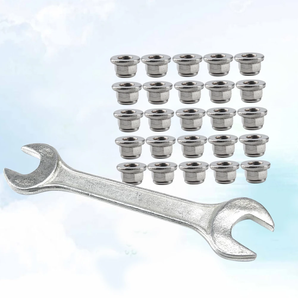 

25pcs Stainless Steel Hex Flange Nut Nylon Insert Self-Locking Lock Nut Flange Locknut For Automobile Construction