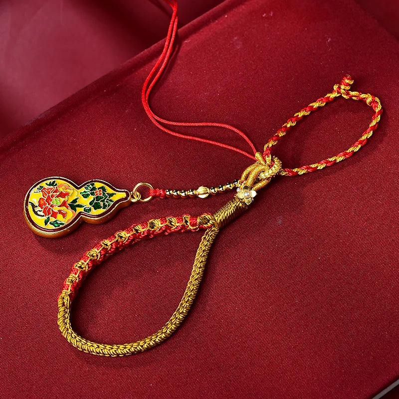 Tibetische Quaste mit Kupfermünzen und Perlen, Vajra-Stößel-Anhänger, gewebtes Lanyard, DIY-Schlüsselanhänger, Handyriemen, Taschen- und Auto-Hängeaccessoire – Detail 6