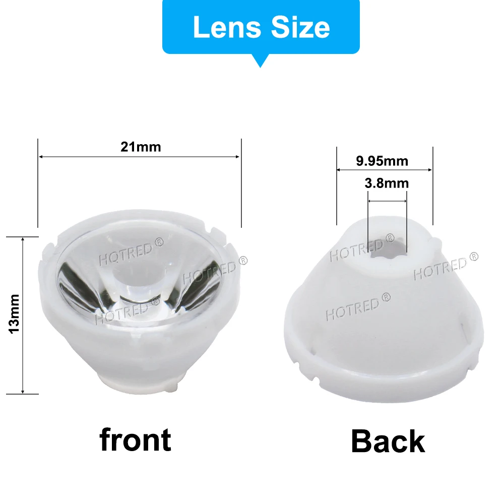 1W 3W 5W 3535 XPE2 LED Lens XPE XPG2 3030 Optical Lenses Reflector Collimator21mm*13mm 8 25 30 45 60 90 Degree With White Holder