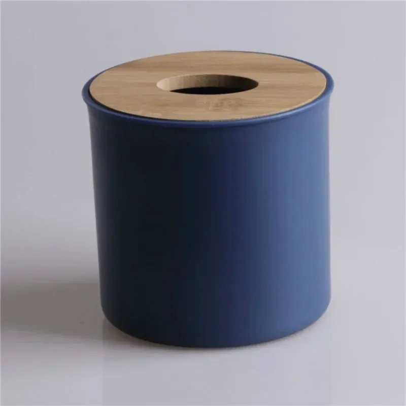 Round Tissue Box Plastic Tissue Holder Roll Paper Napkin Storage Home Hotel Car Tissue Holder Desk Solid Color Toilet Paper Box