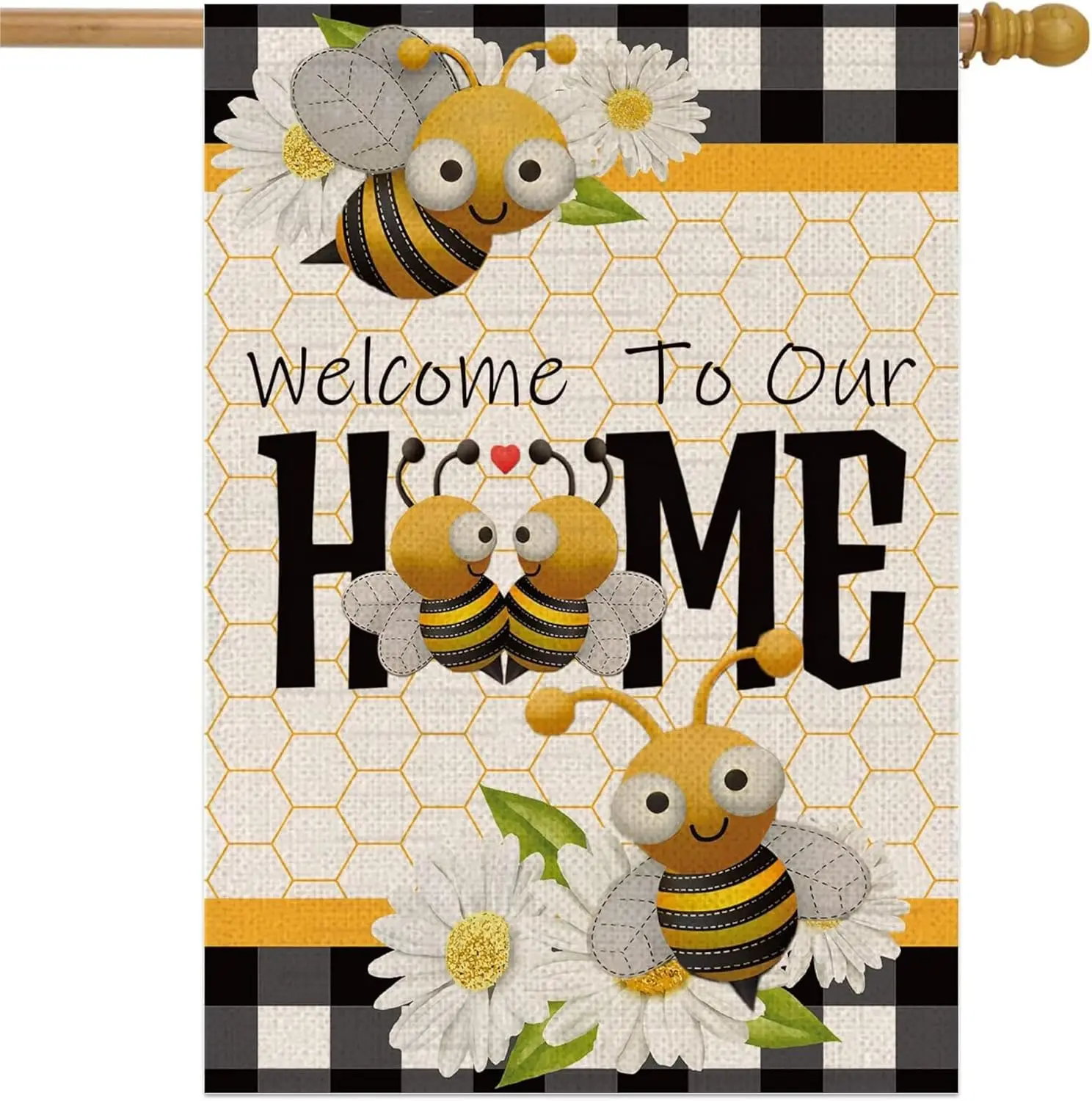 12x18 Inch Double Sided Summer Garden Flag - Seasonal Large Outdoor Yard Flags of Burlap - Banner Welcome to Our Home Bee -  AAO