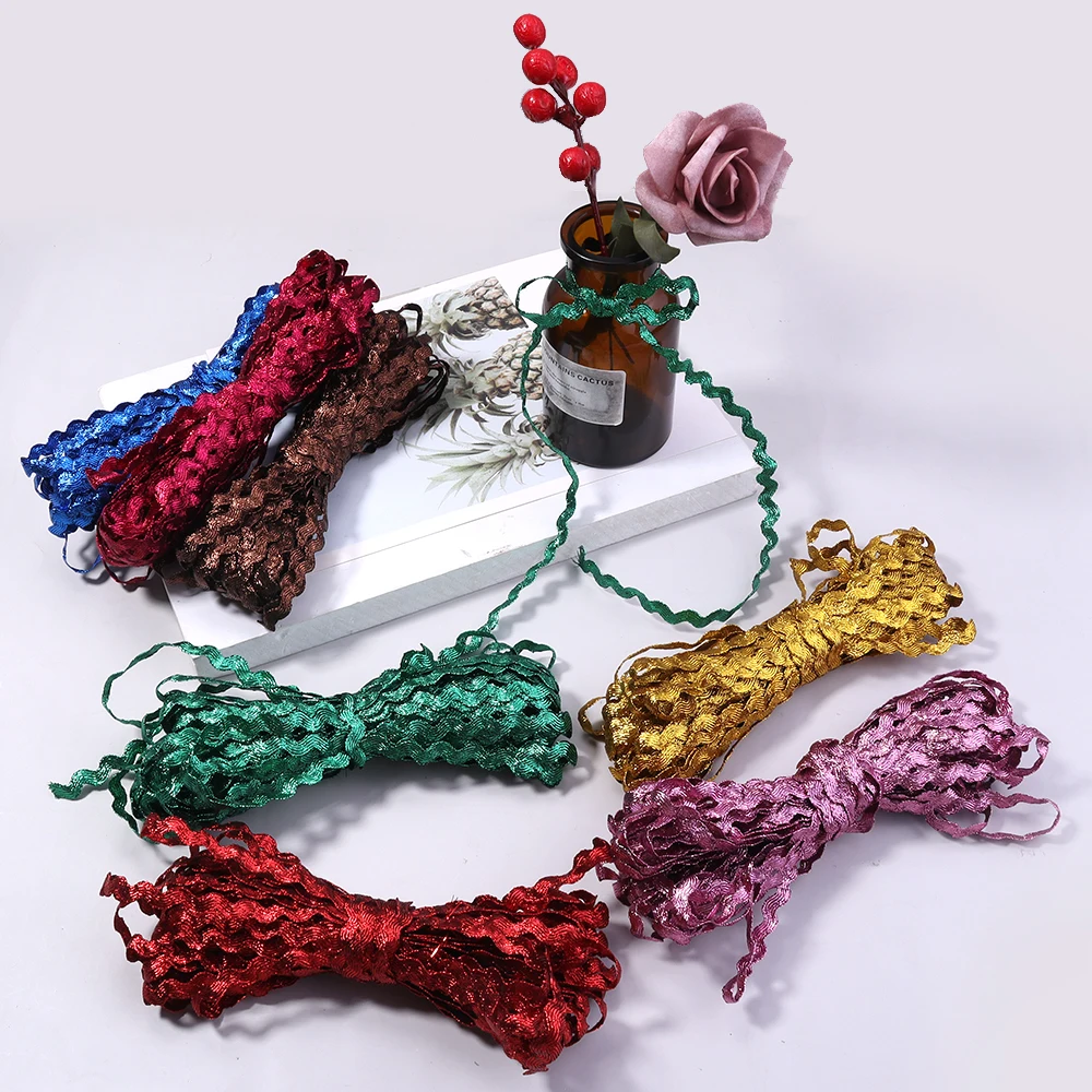 

15 ярдов, 5 мм, разноцветная полиэстеровая лента, ленты в виде зигзага, материал для рукоделия, для свадебной вечеринки, рождественского декора, подарочной упаковки