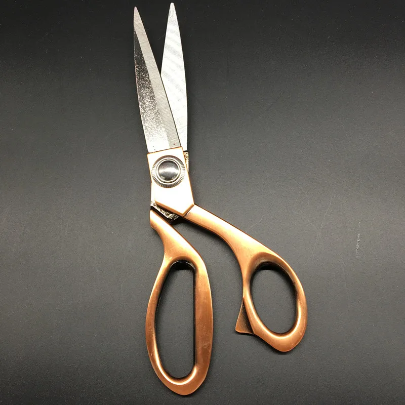 Stainless Steel Tailor Sewing Scissors, Golden Handle, Sharp Blade, Fabric Craft Cutting, Textile Clothes Shears, 8\
