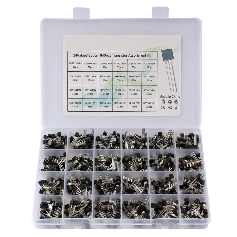 

840PCS TO-92 24Values ​​Kit D'Assortiment de Transistor BC327 BC337 BC547 Transistor 2N2222 3904