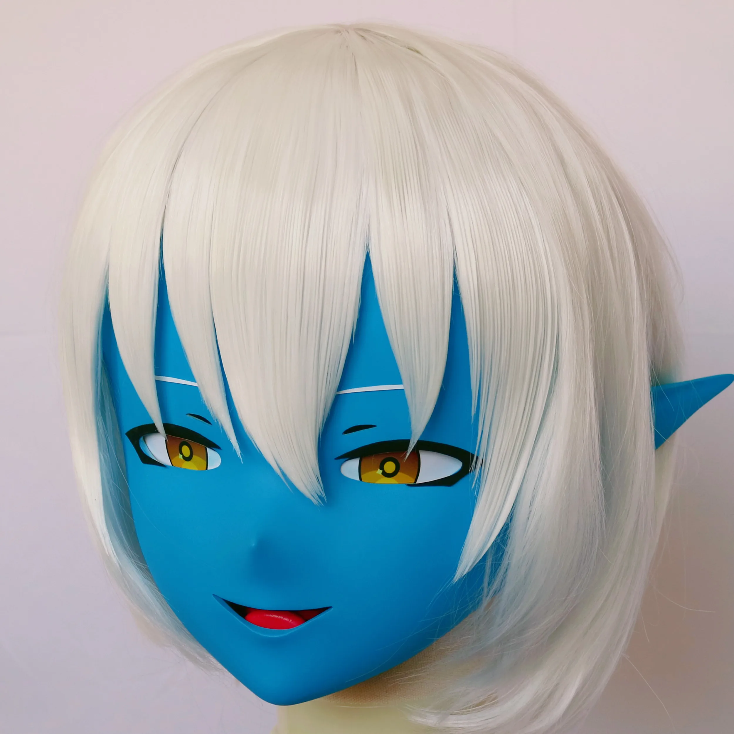 Masque complet en silicone fait à la main avec coque arrière, cosplay anime Kigurumi, L014