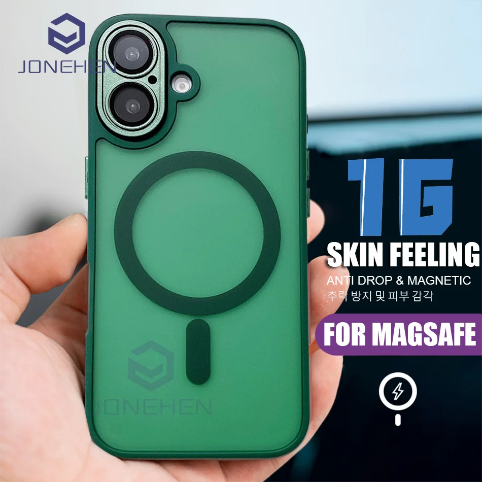 

Роскошный чехол для беспроводной зарядки Magsafe для iPhone 16 15 11 13 12 14 Pro Max Plus, магнитный протектор для объектива, матовый прозрачный бронированный чехол