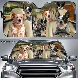 Australian Cattle Dog Car Sun Shade, Australian Cattle Dog Windshield, Dogs Family Sunshade, Dogs Car Accessories, Car Decoratio