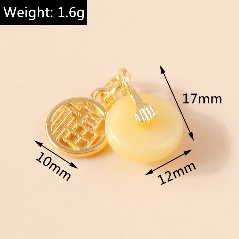 10 Stück Traditioneller Chinesischer 3D Vergoldeter Luxus Imitations-Jade Glücksbringer Anhänger für DIY Armbänder Schmuckherstellung Zubehör – Detail 12