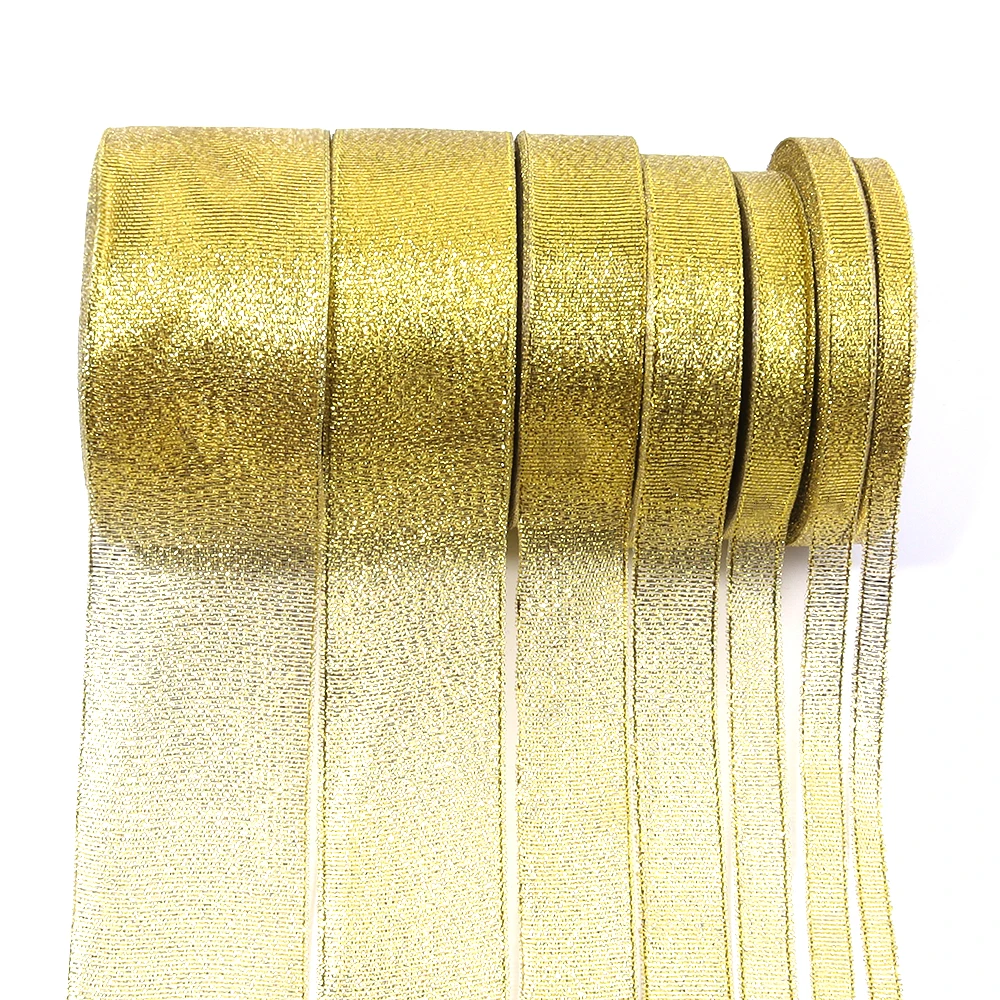

25 ярдов золотого/серебряного цвета, блестящая атласная лента, поделки, свадебные декоративные ленты из органзы «сделай сам», лук, рождественские подарки, поставки
