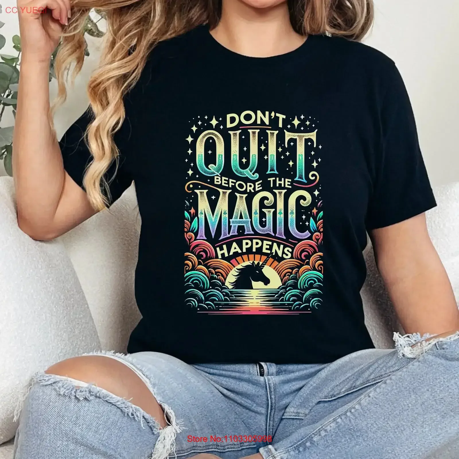 Ne placez pas avant la magie arrive t-shirt Affirmation inspirante ne jamais abandonner auto-entretien vintage lavé doux confortable