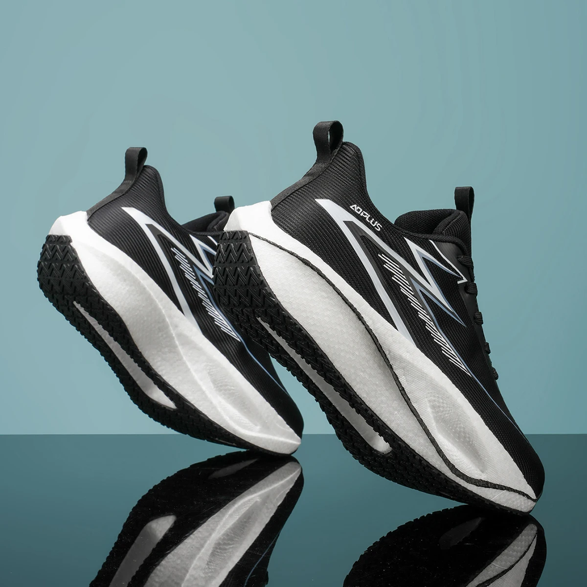 Herren-Freizeitsportschuhe, Herren-Marathon-Laufschuhe für professionelle Wettkämpfe, leichte Sportschuhe aus gewebtem Mesh-Material, hochelastische, dämpfende Sohle, rutschfest, abriebfest, schlichtes Design, für Langstreckenläufe im Freien, Fitnesstraining, Herren-Sportschuhe zum Laufen. – Detail 12