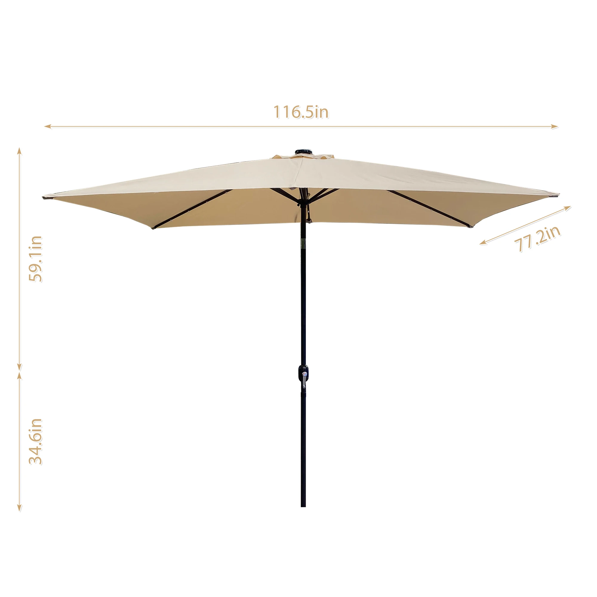 屋外パティオ傘10フィートx 6.5フィートの長方形のマーケットテーブル傘、クランクとプッシュボタン傾斜