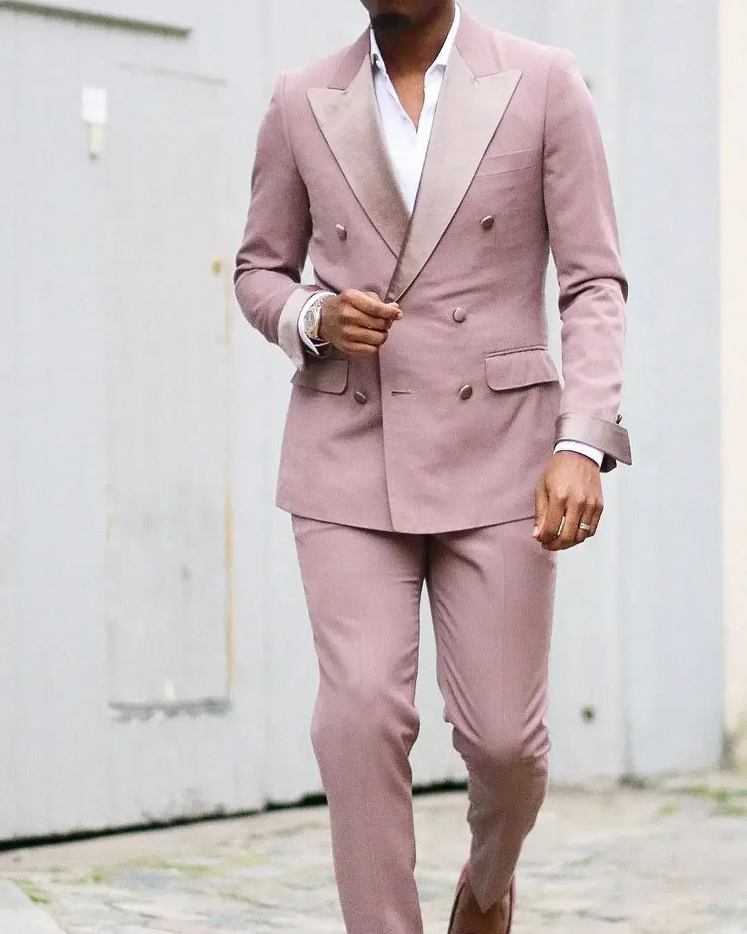 

Elegant Handsome Pink Suit High Quality Slim Fit Custom 2 Piece Groom Tuxedos Jacket For Men Tuxedo For Formal Wedding Suit