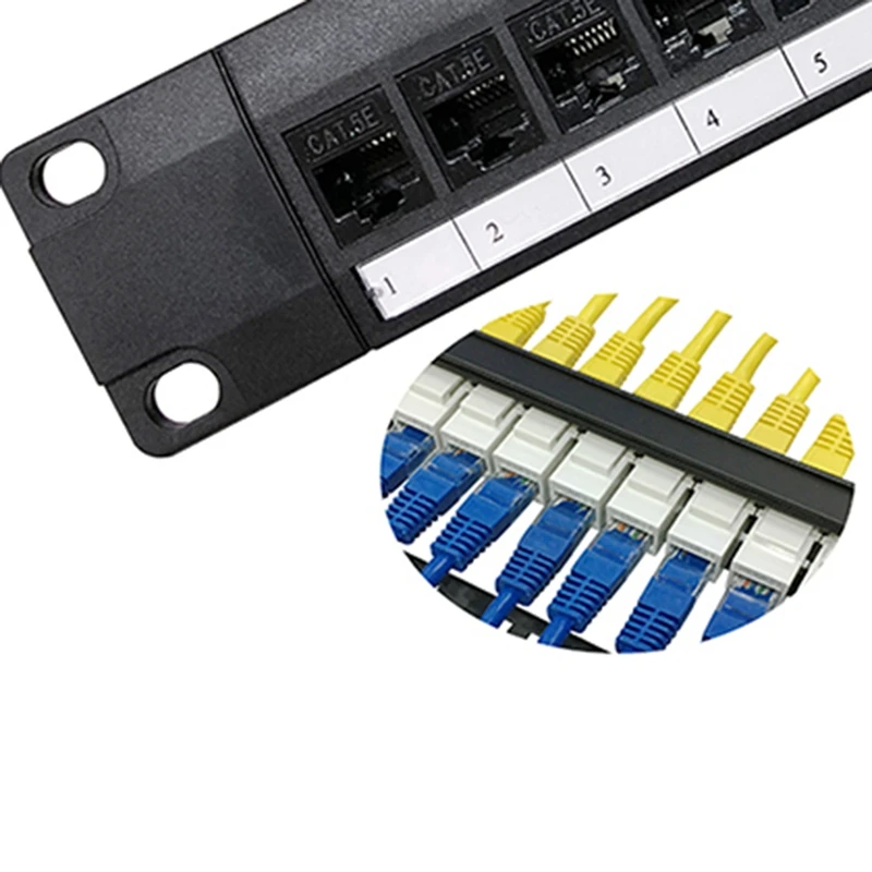 8 Port Straight-Through CAT6 Patch Panel RJ45 Network Cable Adapter Jack Ethernet Distribution Frame