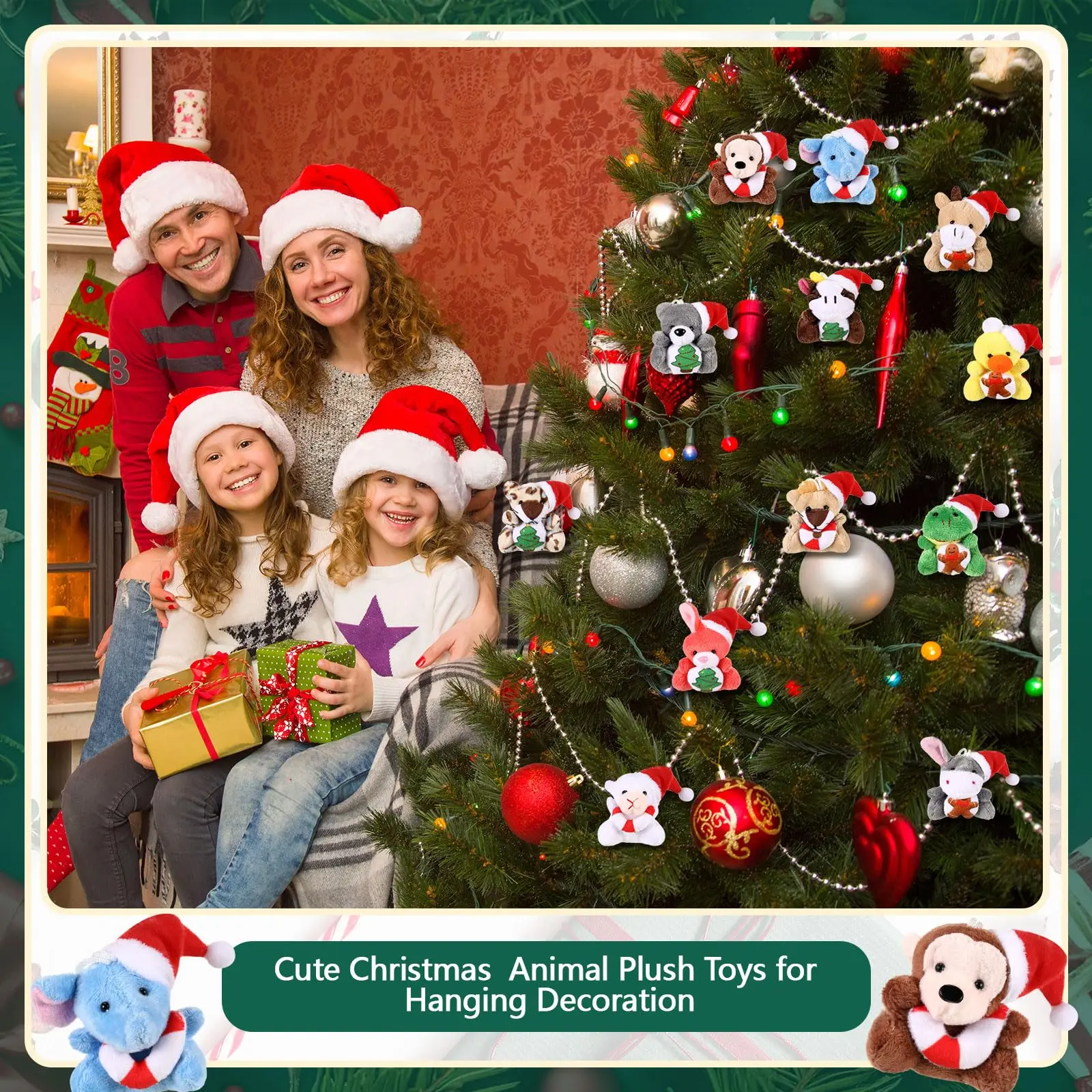 12-120 Pcs Mini Animal Plush Toys Christmas Stuffed Animal Bulk for Xmas Gifts Christmas Tree Plush Ornaments Goodie Bag Fillers