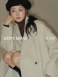 Winter Women Black Wool-like Blazer Coat Short Loose Fit Pea Coat Elegant Warm Outerwear for Petite Frames Chic and Versatile