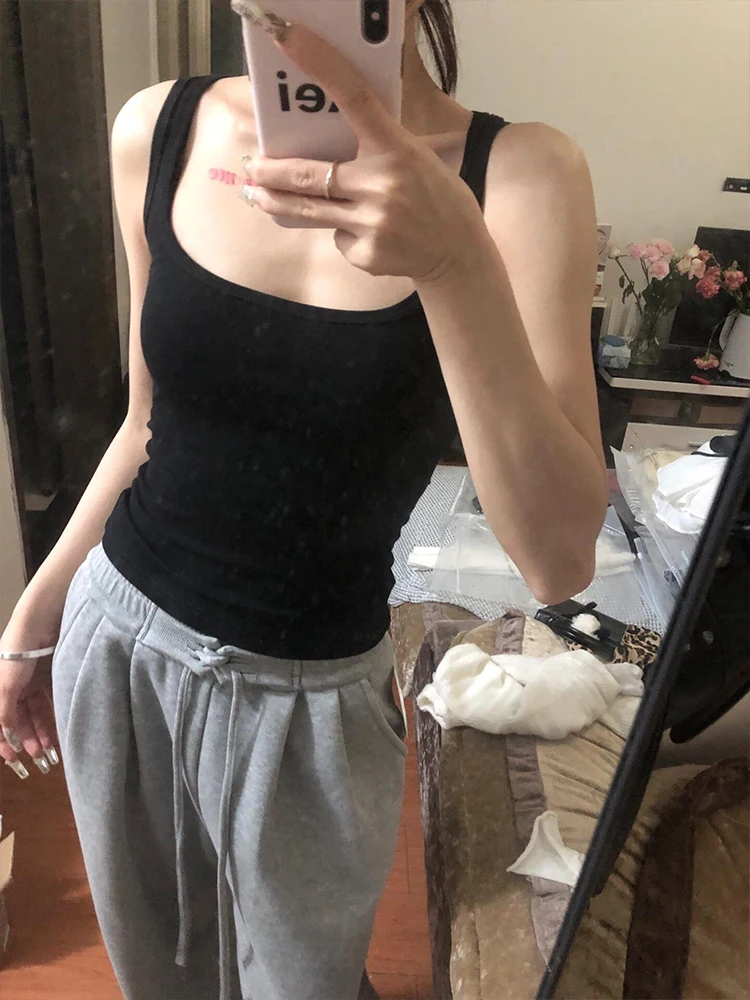 Bla Svel  Strap Vest Women's Faion Slim Fit ort Wide oulder Ele Inner Wear Top for 2024 Summer