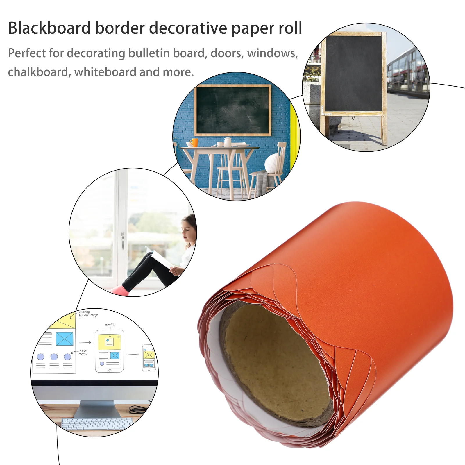 5 M Border Decorative Paper Blackboard Bulletin Frame Trim Tape Chalkboard Boarder Classroom Jam Office Whiteboard