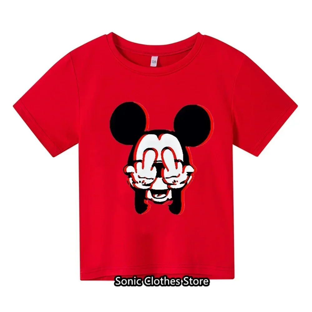 2024 New Cartoon Anime Minnie Mouse Printed T-shirt for Girls Aged 3-14 Summer Children's Fashion Casual Children's Wear T-shirt