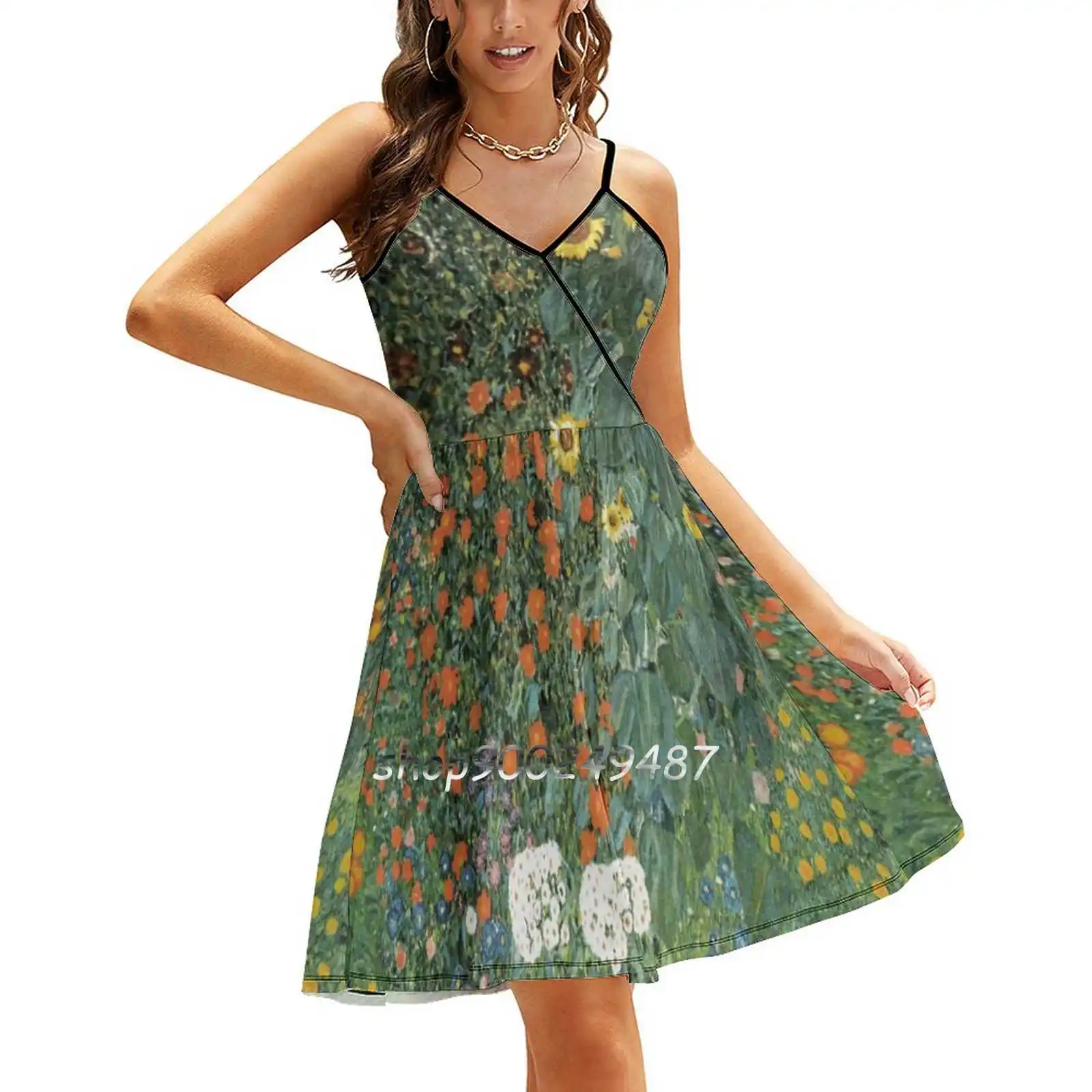 

Gustav Klimt-The Sunflower Sling Dress Sexy Dress Female High Waist Dresses For Women Gustav Klimt The Sunflower Bauerngarten