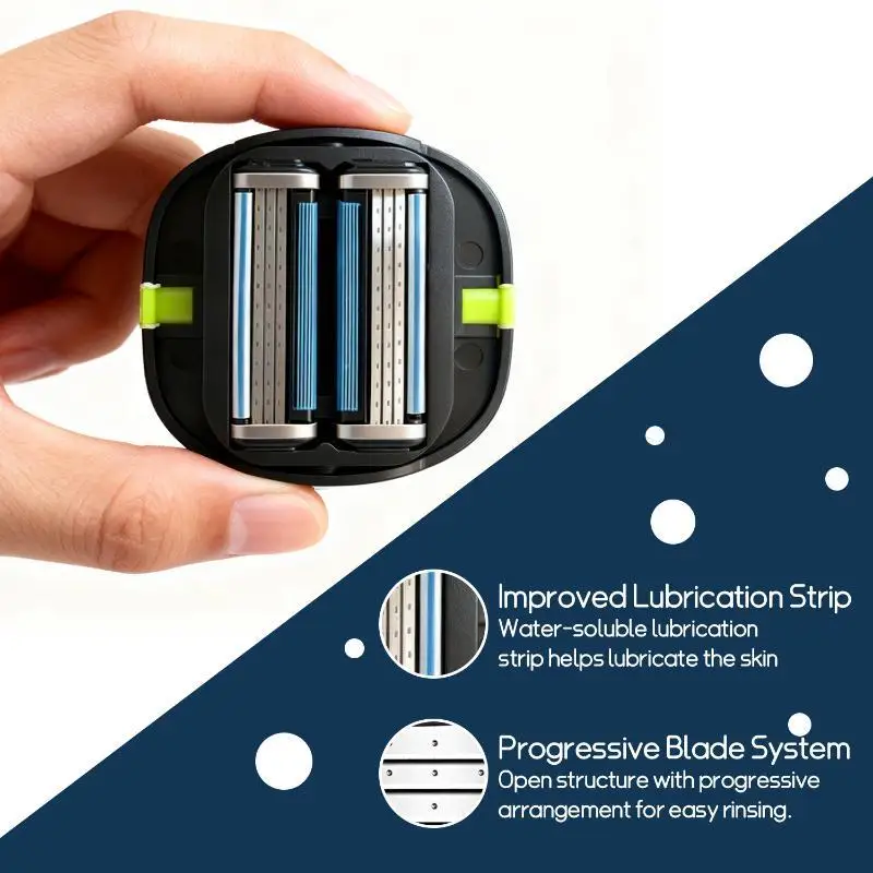 New Men's Convenient Multi-Blade Shaver Effortless Bald Head & Body Hair Grooming For Unisex Washable Shave Clean In One Strok