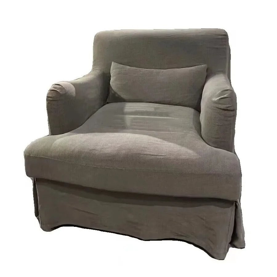 

Feng Shui washed linen fabric single sofa chair B & B inn retro old single sofa furniture