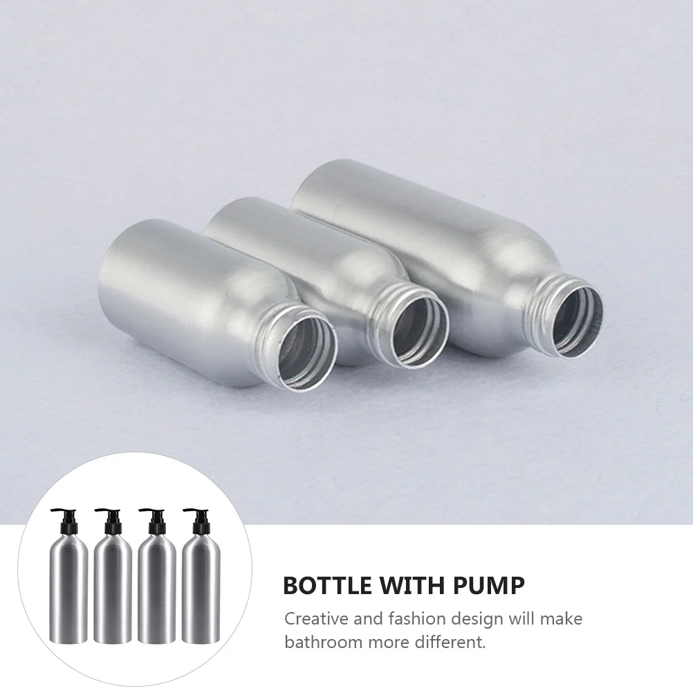 

4 Pcs Aluminum Bottles Liquid Bottle Black Pump Head Shampoo Dispenser Liquid Soap Travel Bottle Holder