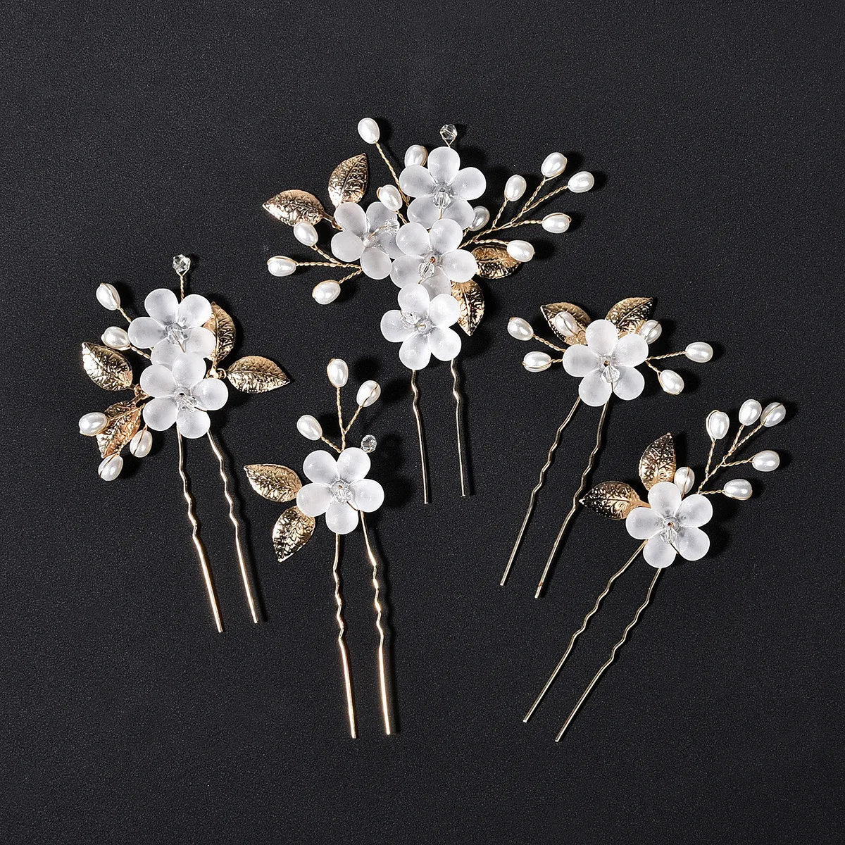 Transparent Material Crystal Flower U-shaped Hairpin Pin Headpiece Bridal Wedding Headpiece image 2