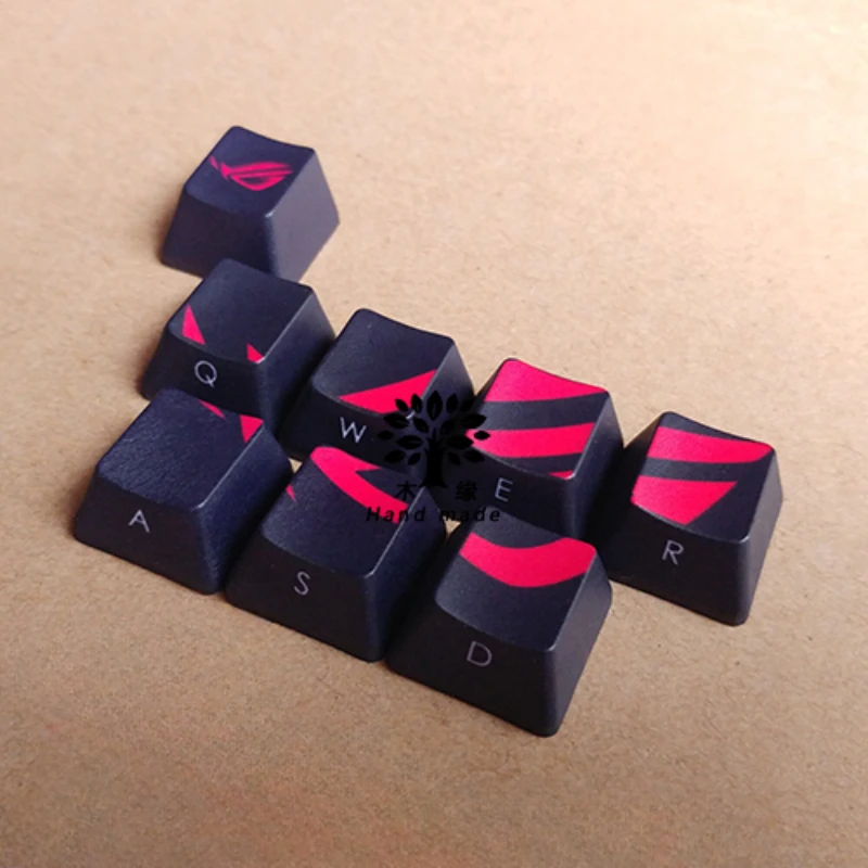 MiFuny ROG Sublimation Keycap Set PBT Keyboard Cap 8pcs OEM Profile ESC QWERASD Key Cap for Mechanical Keyboard with Key Puller