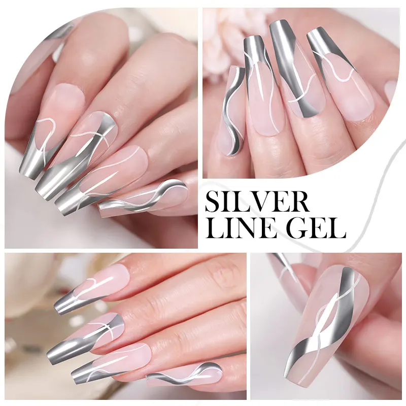 LILYCUTE 3 unids/set 5ml esmalte de Gel metálico delineador de pintura Super brillante oro plata espejo Gel esmalte de uñas Gel de uñas semipermanente