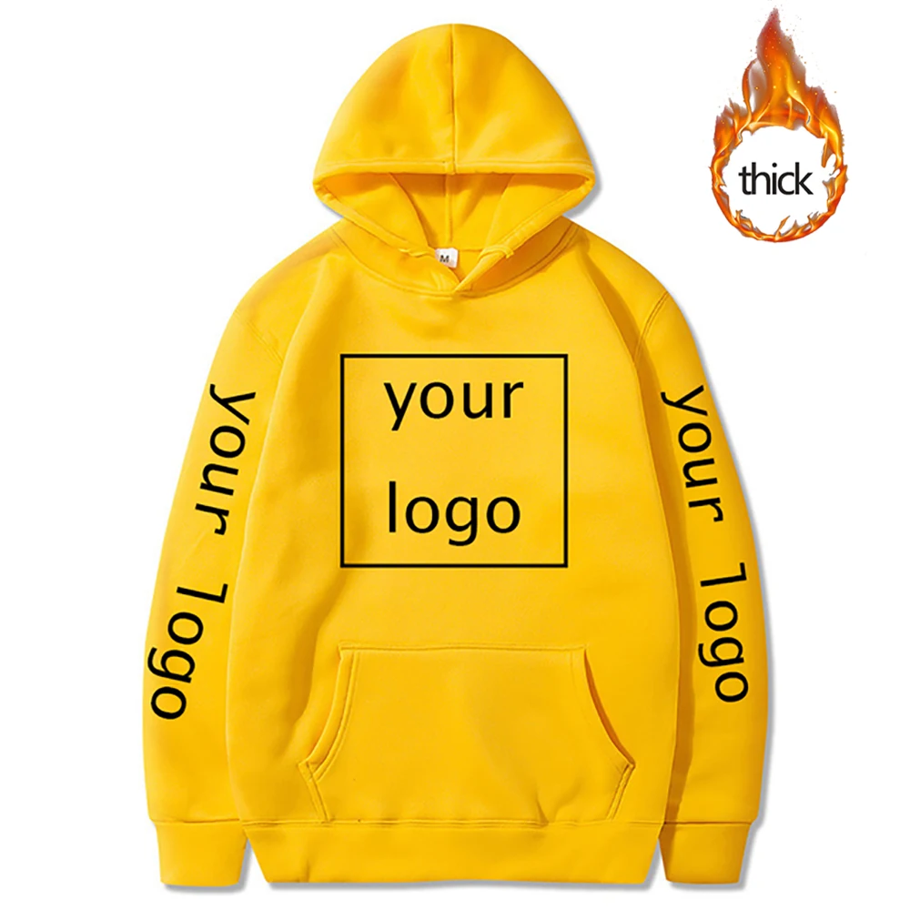 Custom Hoodies Diy Text Couple Friends Family Logo Image Print Clothing Fashion New Thickened Casual Sweatshirt Unisex 11 Color