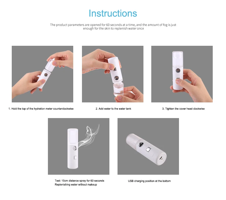 Pelembab Udara Kecil Portabel USB Isi Ulang 30ML Meteran Air Genggam Penyebar Pengisian Ultrasonik Minyak Susu Mini Wajah Kukus