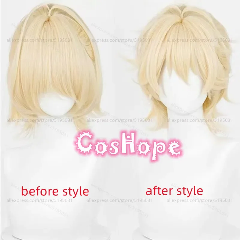 Luka Cosplay Wig 30cm Short Milk Golden Wig Cosplay Anime Cosplay Wigs Heat Resistant Synthetic Wigs  image 6