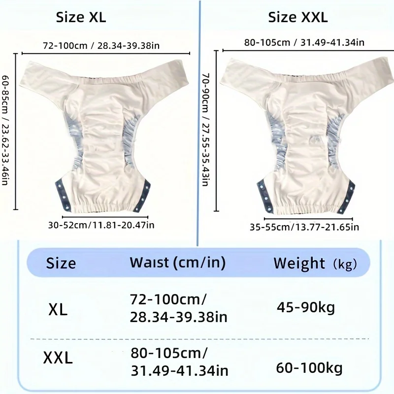 Panno per adulti in seta di ghiaccio Disaper Pantaloni per pannolini impermeabili per uomo anziano Pannolini riutilizzabili Tasca per pantaloni